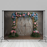 Lofaris Floral Arch Wooden Door Elegant Wedding Backdrop